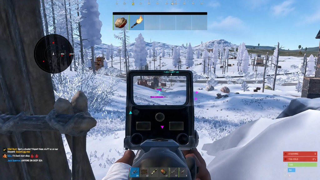 Rust cheat HUD with radar and ESP indicators