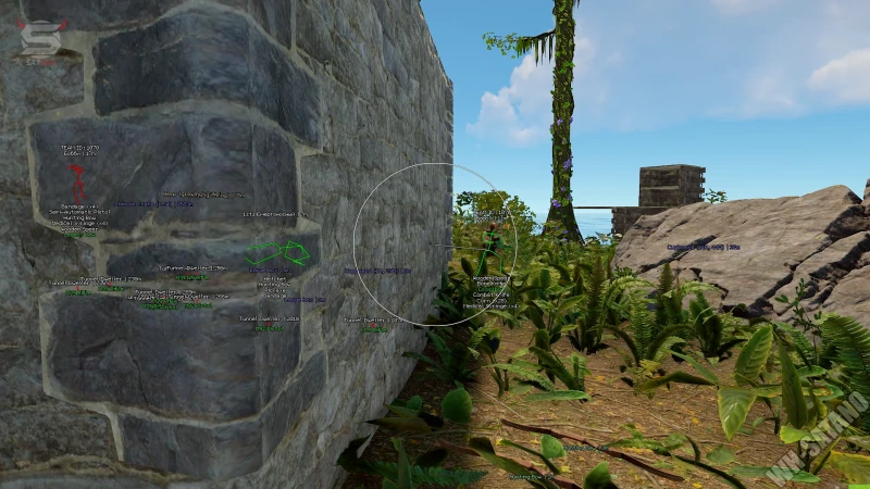 Rust player ESP skeleton and inventory through a wall